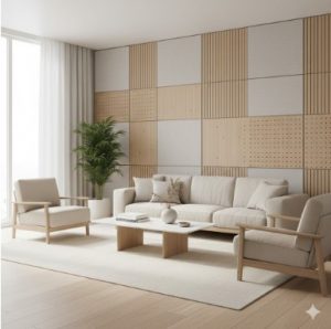 Звукопоглощающие панели от эха в интерьере гостиной